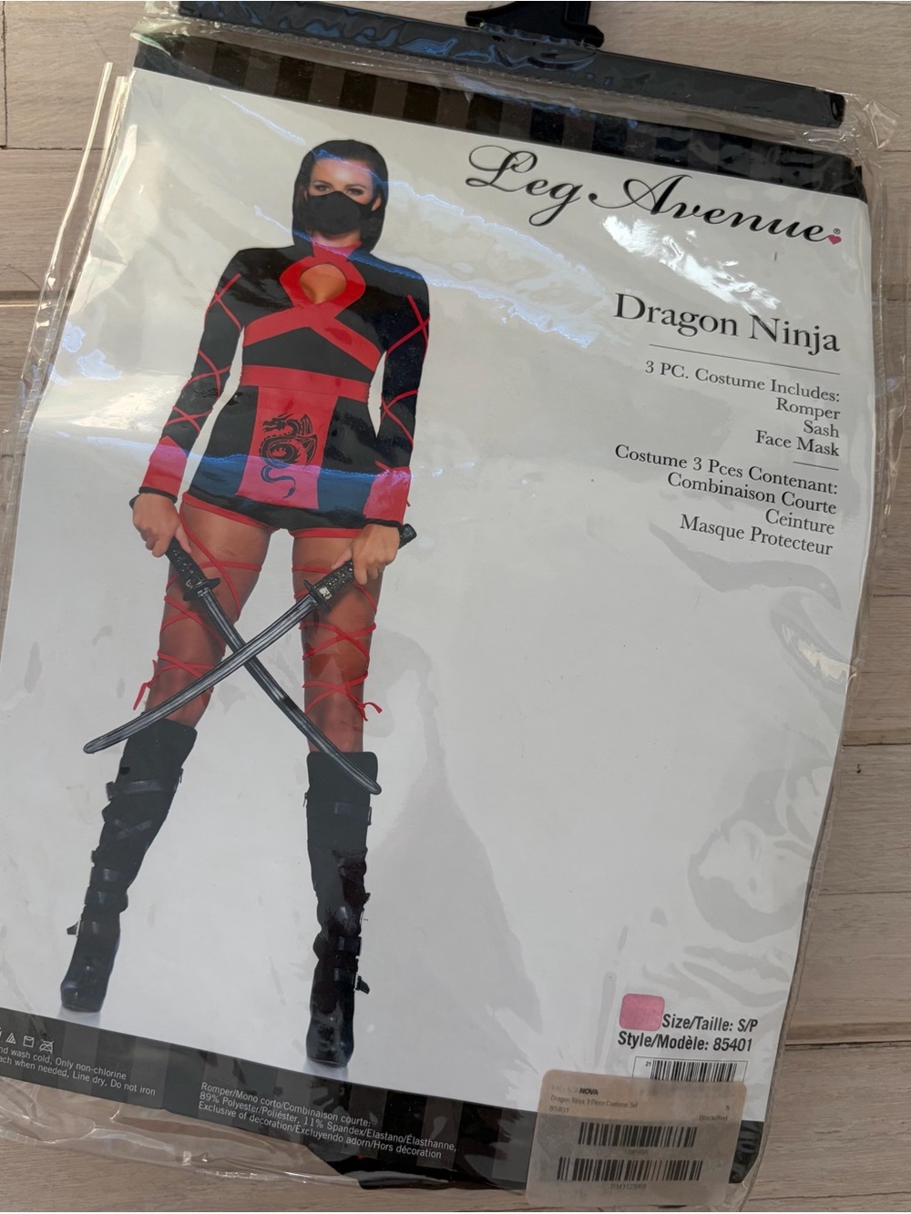 Leg Avenue Red and Black Dragon Ninja Costume - Picture 2 of 3